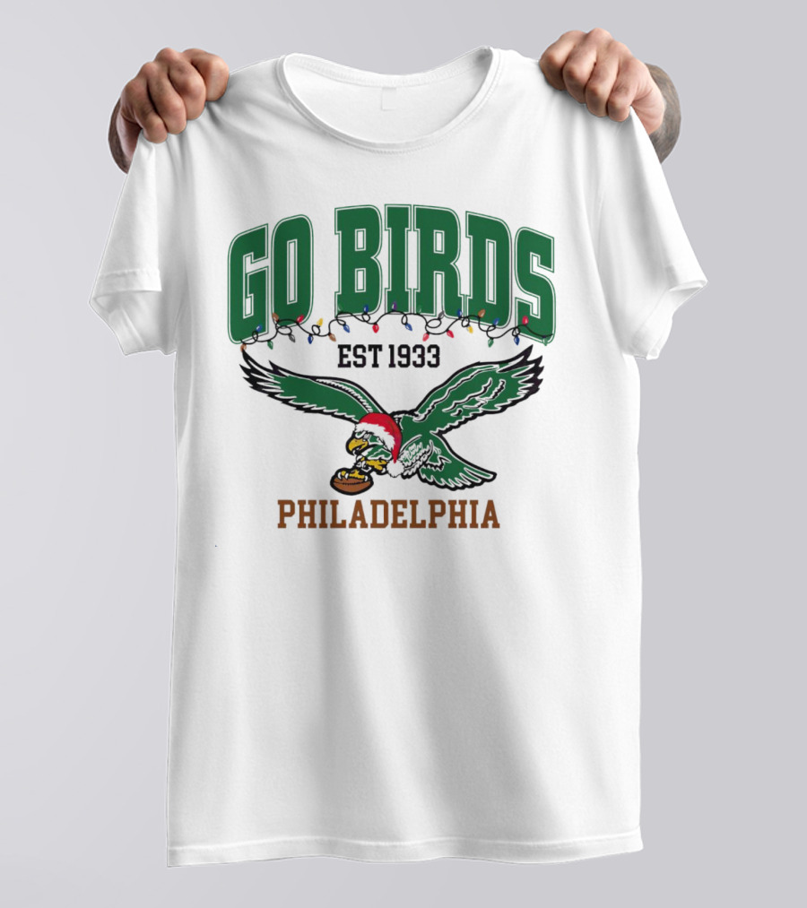 Go Birds Philadelphia Eagles Est 1933 Christmas Holiday Lights T-Shirt