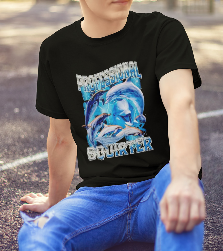 Professional Squirter Vintage Dolphins Retro Blue T-Shirt