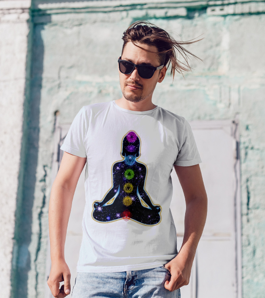 Rainbow Chakras Galaxy Meditation Christmas T-Shirt