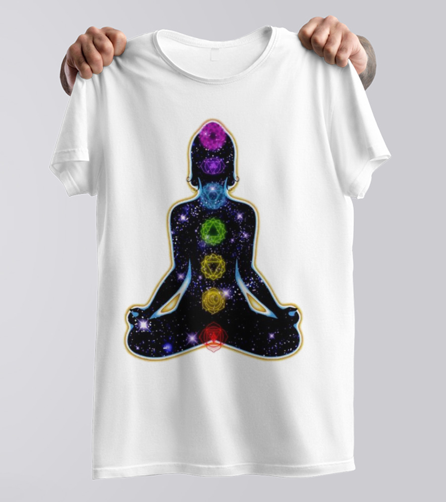 Rainbow Chakras Galaxy Meditation Christmas T-Shirt