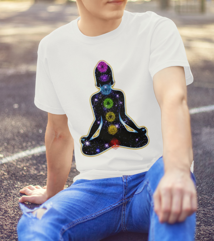 Rainbow Chakras Galaxy Meditation Christmas T-Shirt