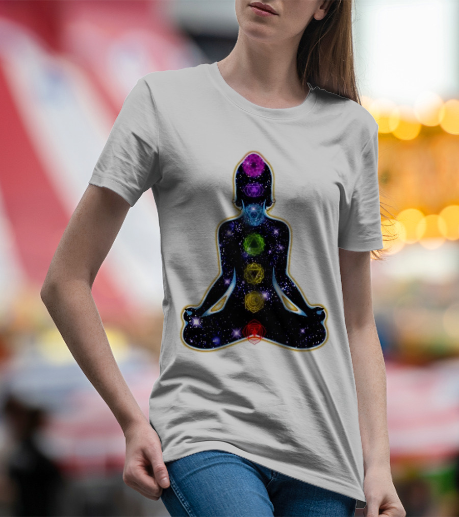 Rainbow Chakras Galaxy Meditation Christmas T-Shirt
