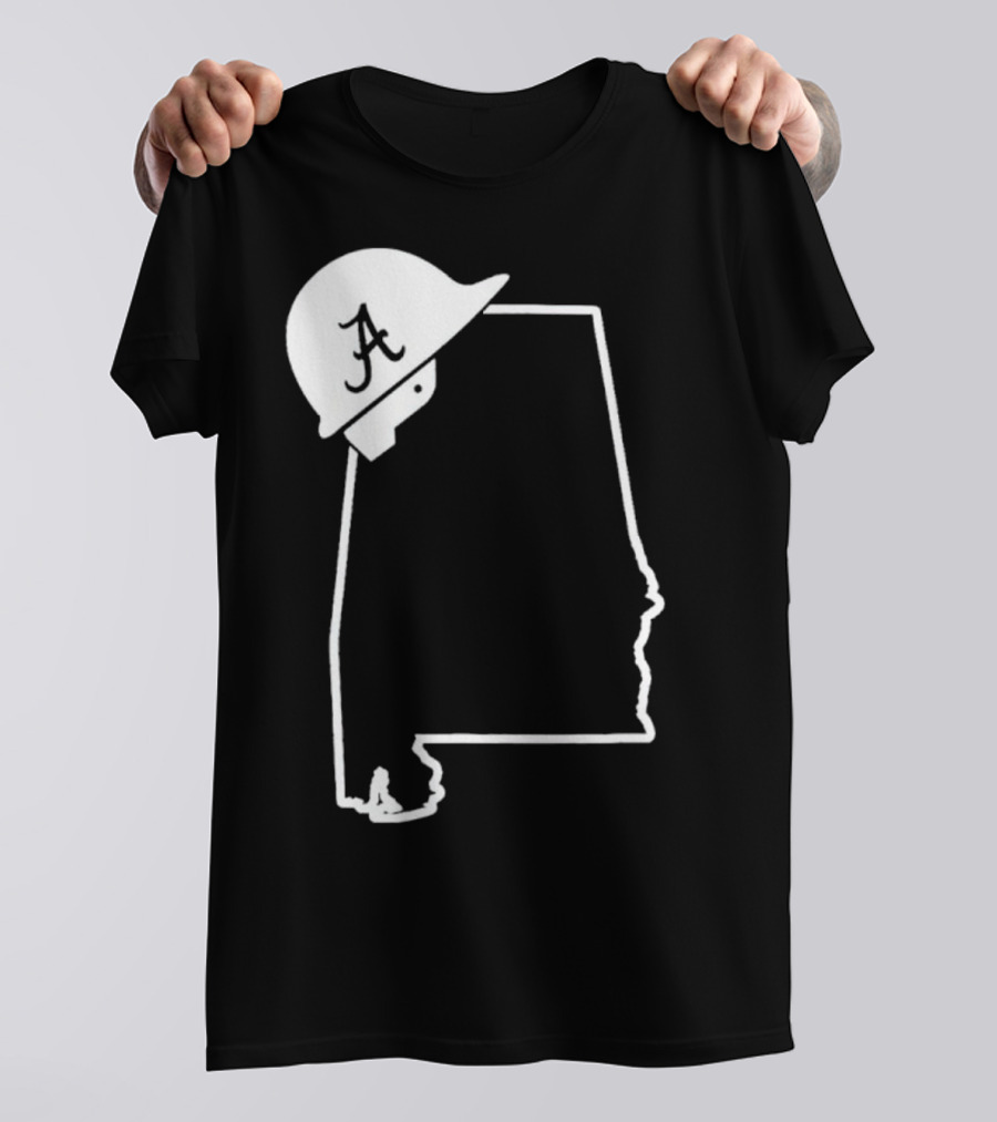 Alabama State Outline With A Logo Helmet Design New T-Shirt