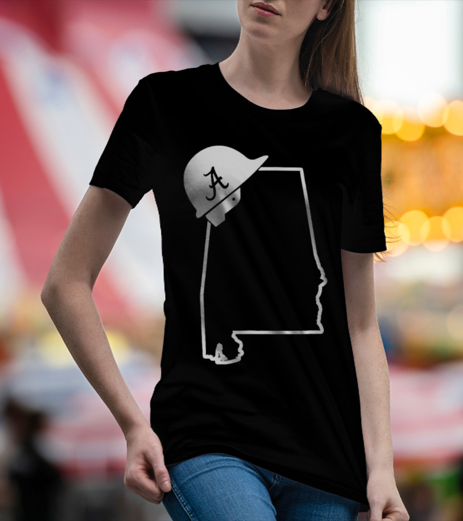 Alabama State Outline With A Logo Helmet Design New T-Shirt