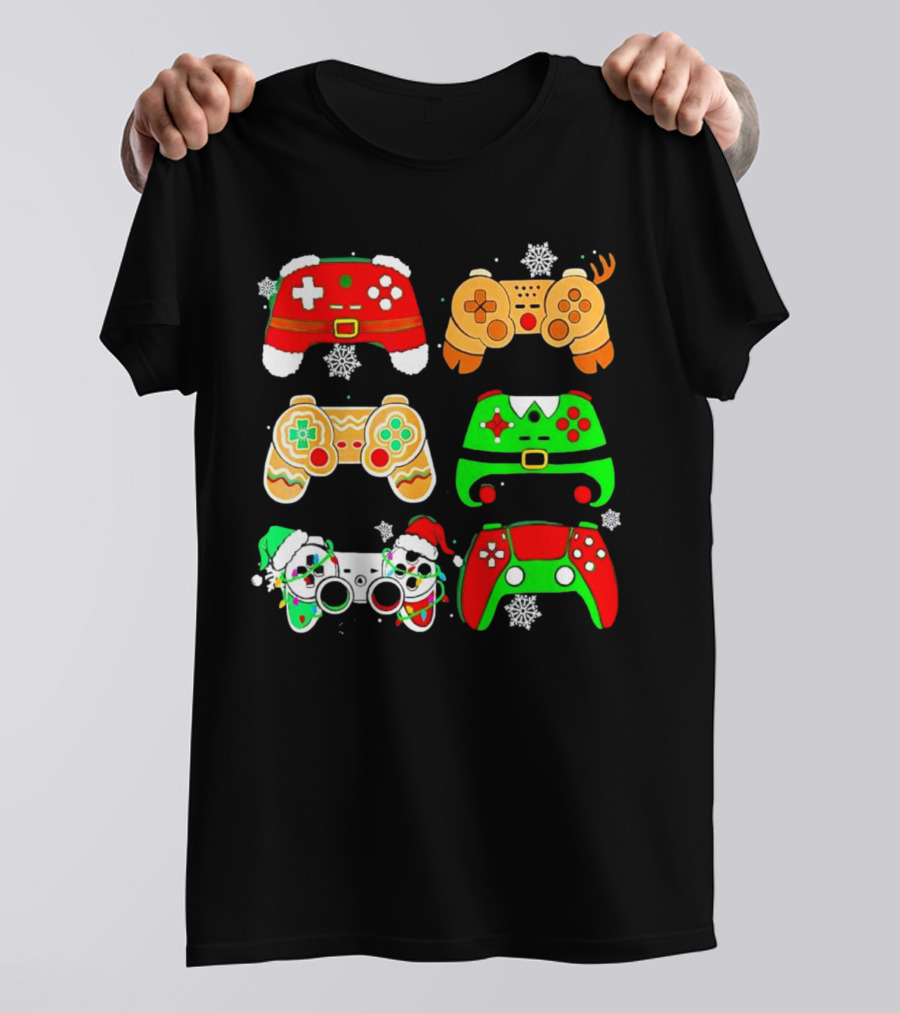 Santa Elf Gaming Controllers Christmas Gamer Holiday T-Shirt