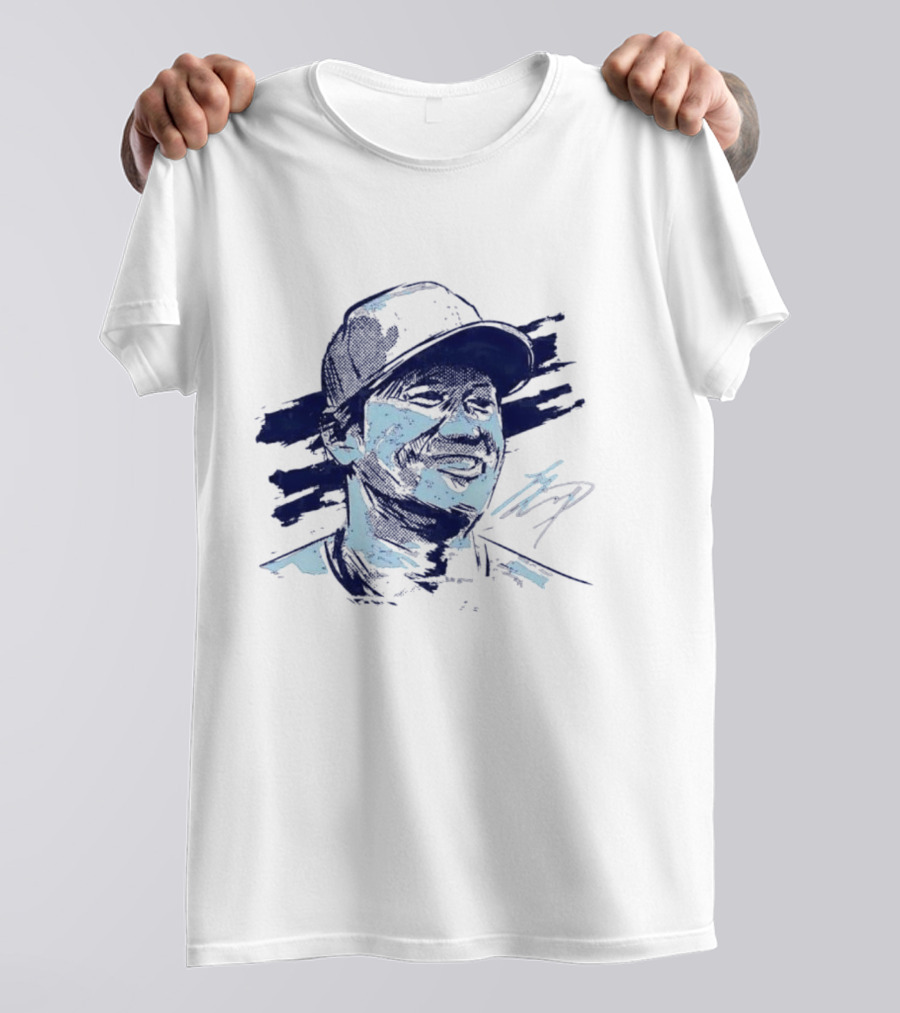 Shohei Ohtani Sketch Portrait Blue Brushstroke T-Shirt