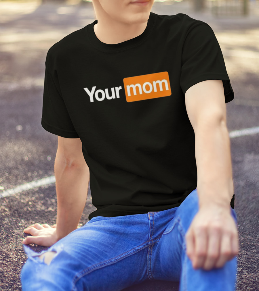 Your Mom Hub Parody With Orange Logo Block T-Shirt