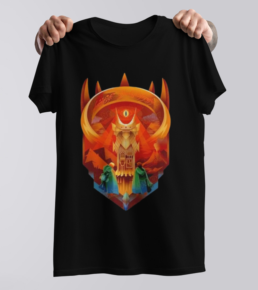 The Dark Fortress Of Mordor - Art Deco Eye Of Sauron Adventure T-Shirt