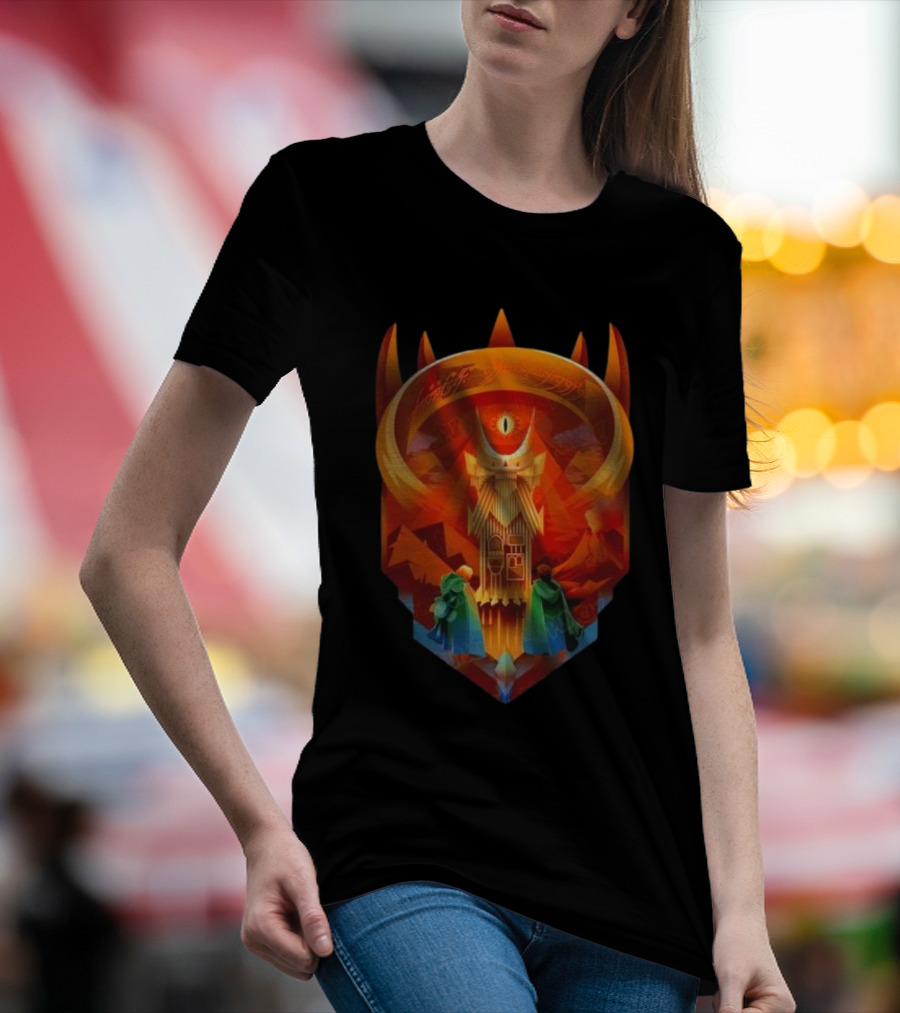 The Dark Fortress Of Mordor - Art Deco Eye Of Sauron Adventure T-Shirt