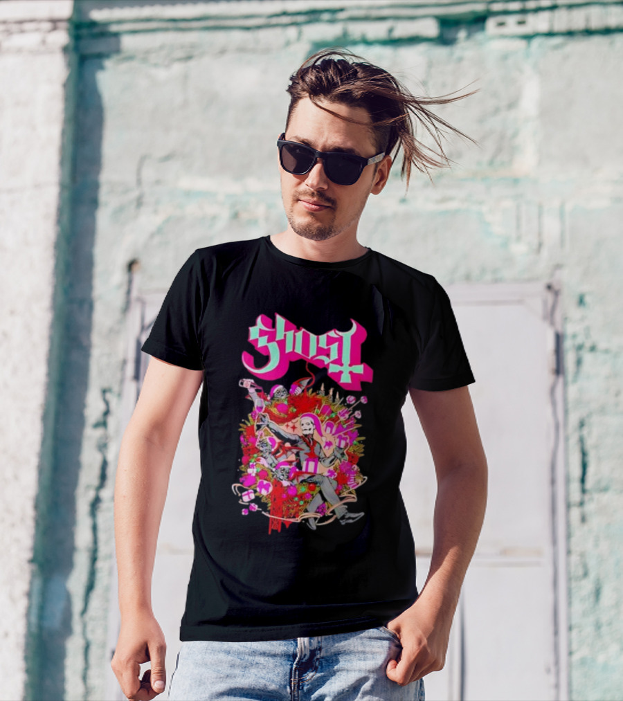 Ghost Festivus Colorful Celebration With Gifts And Festive T-Shirt