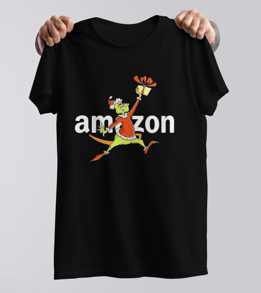 Amazon Christmas Grinch Holding Present T-Shirt