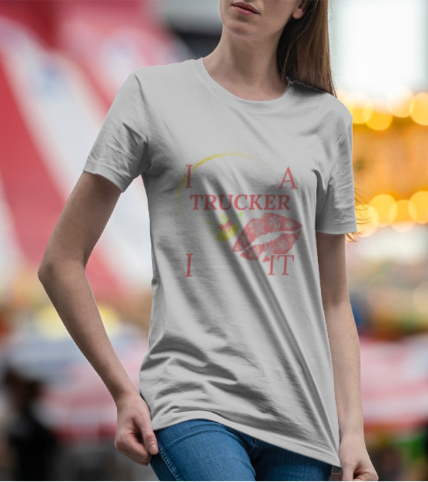 I Kissed A Trucker And I Liked It Christmas Snowflakes Holly Lips T-Shirt