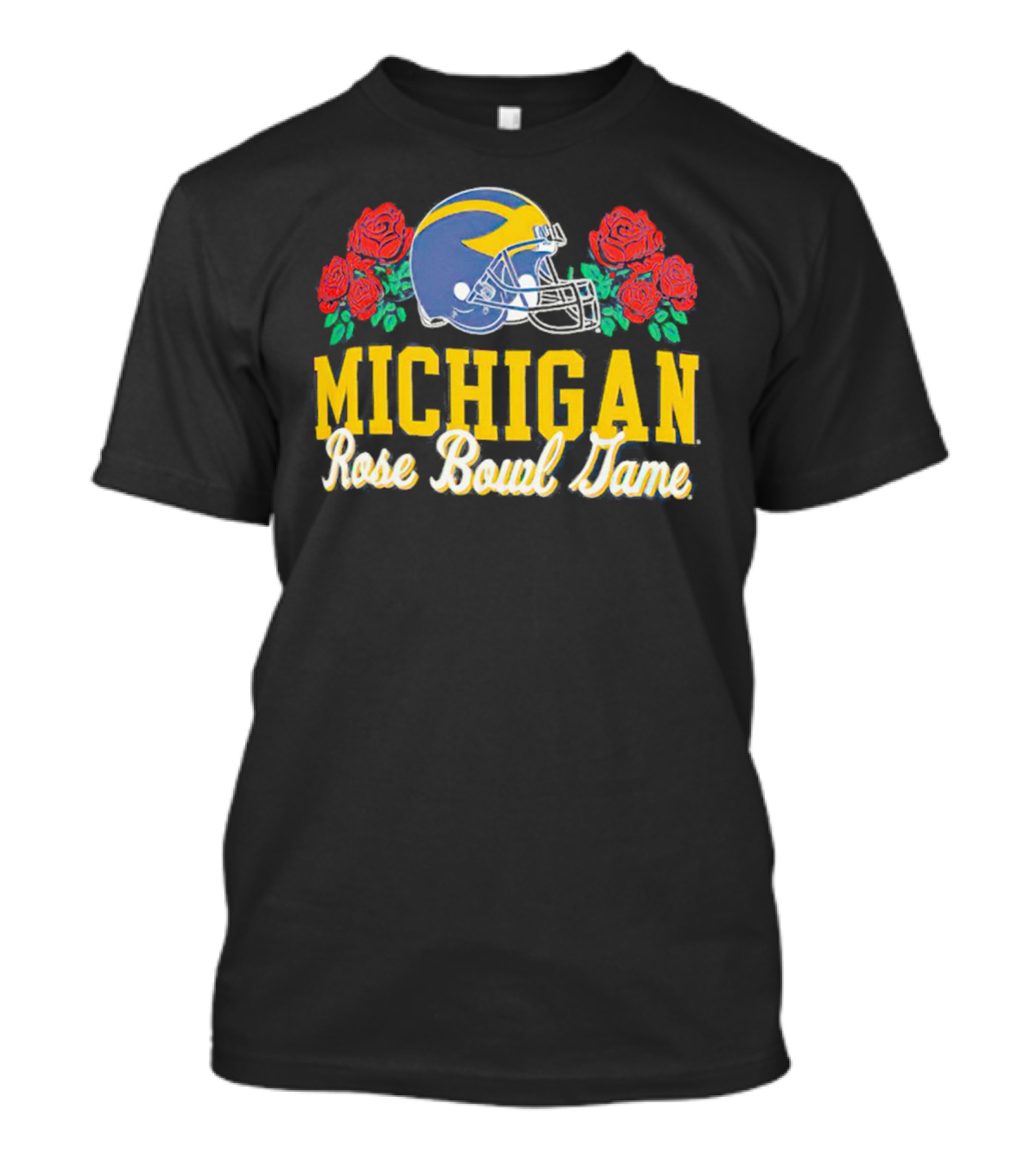 Michigan Wolverines Rose Bowl Game Helmet With Roses T-Shirt