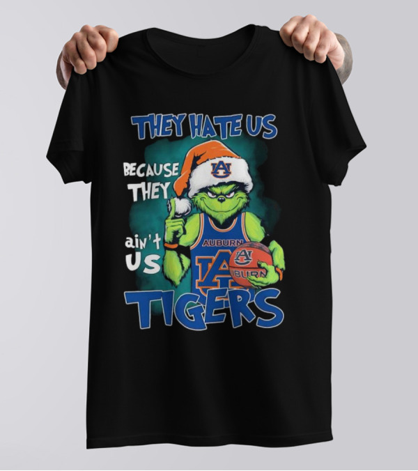Auburn Tigers Grinch They Hate Us Because They Ain’t Us Santa Hat Basketball T-Shirt