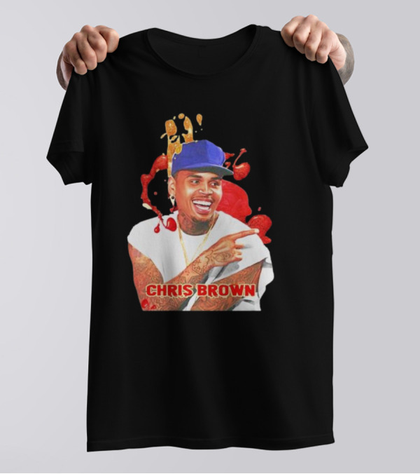 CHRIS BROWN Essential Red Splash Art Happy Pose T-Shirt