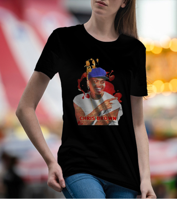 CHRIS BROWN Essential Red Splash Art Happy Pose T-Shirt
