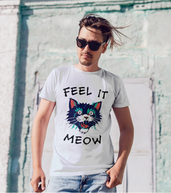 Feel It Meow Psychedelic Cat Vibes T-Shirt