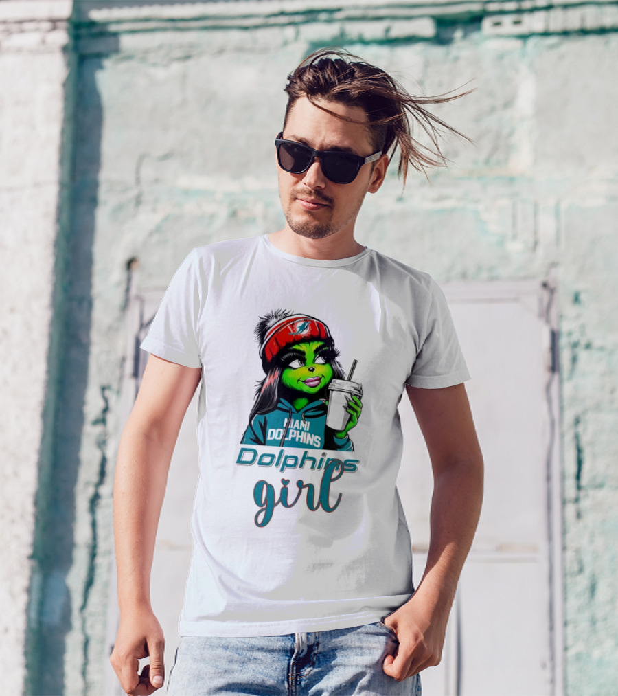 Miami Dolphins Grinch Drink Girl T-Shirt