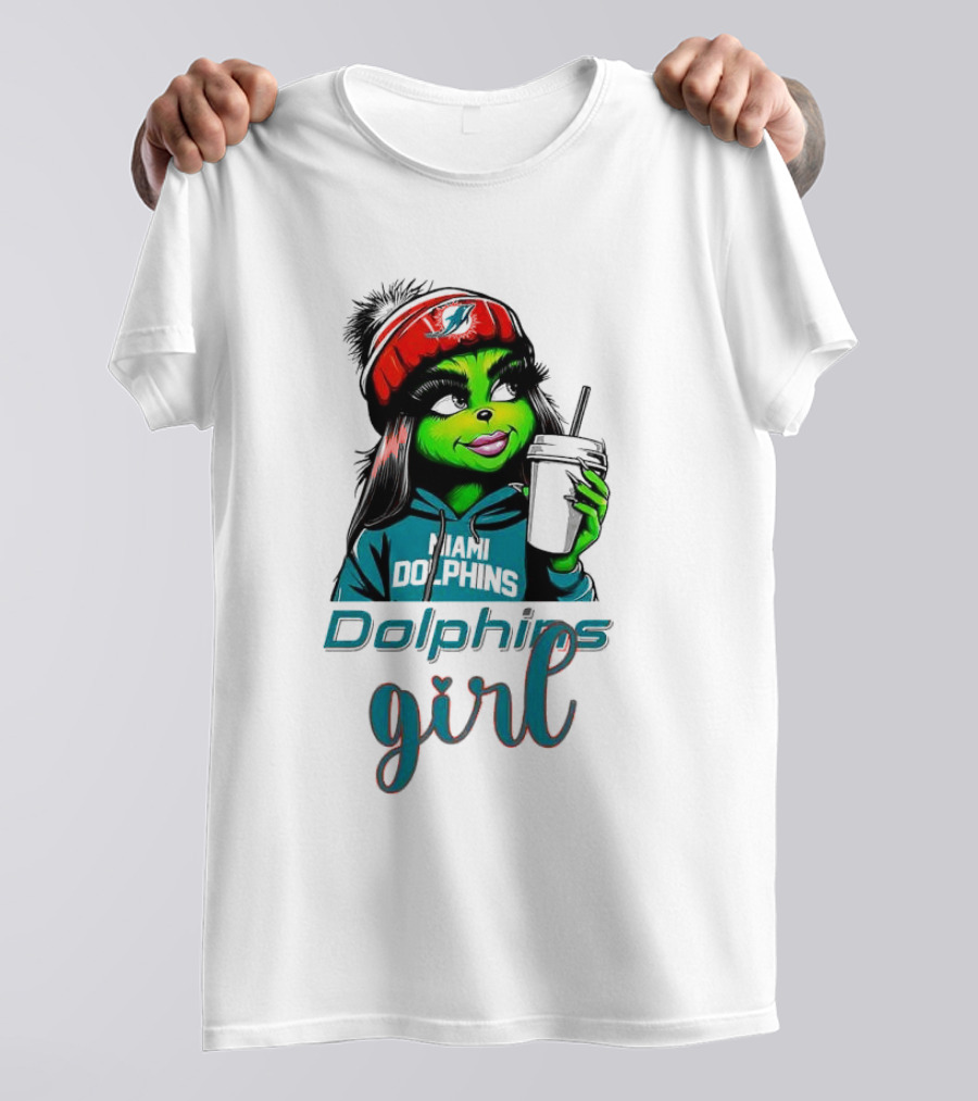Miami Dolphins Grinch Drink Girl T-Shirt