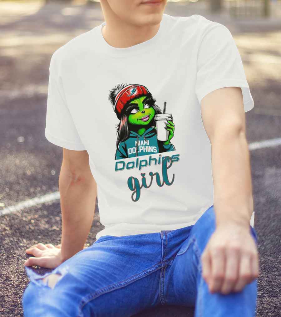 Miami Dolphins Grinch Drink Girl T-Shirt
