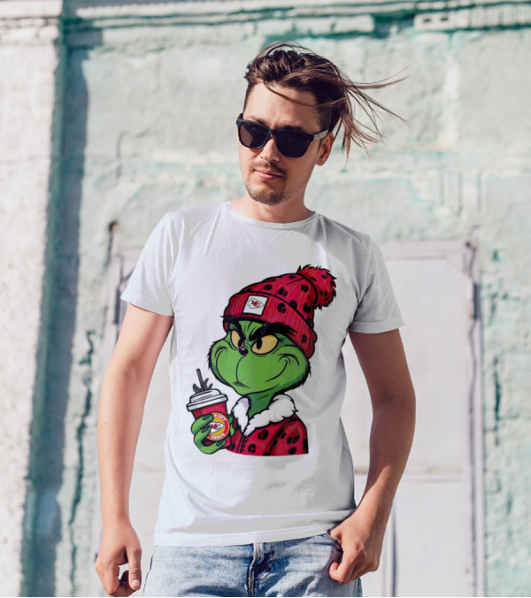 Grinch Kansas City Chiefs Leopard Print Coffee Cup T-Shirt