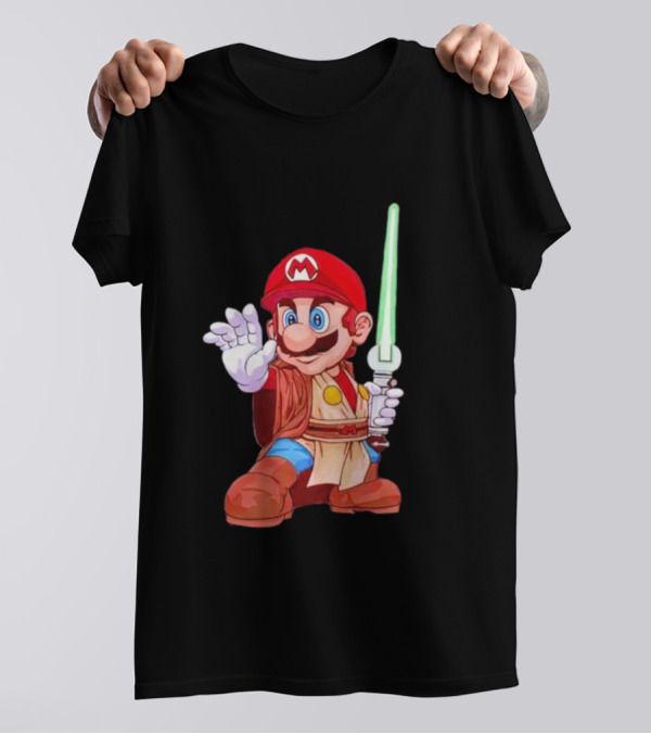 Mario Jedi Star Wars Crossover With Lightsaber T-Shirt