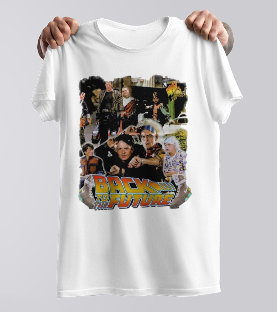 Back To The Future Movie Collage Iconic Characters And Scenes T-Shirt