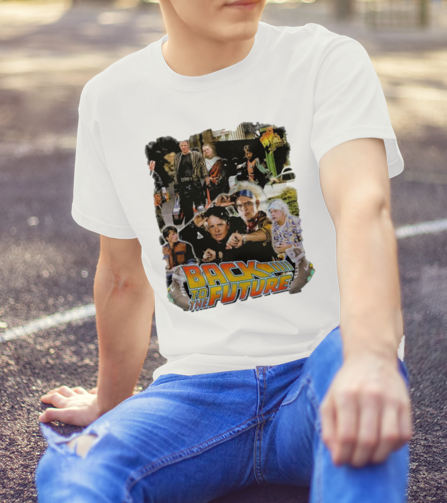 Back To The Future Movie Collage Iconic Characters And Scenes T-Shirt