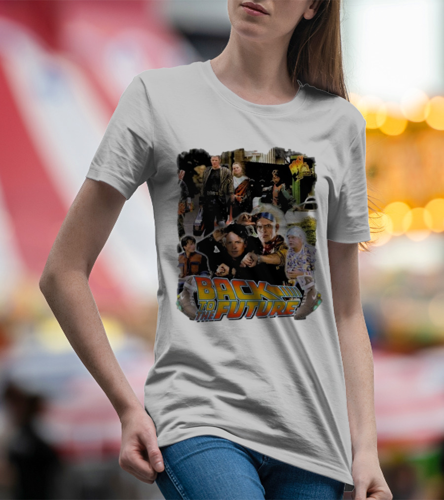 Back To The Future Movie Collage Iconic Characters And Scenes T-Shirt