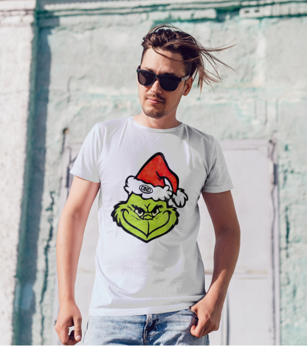 Grinch Christmas DND Santa Hat Image T-Shirt
