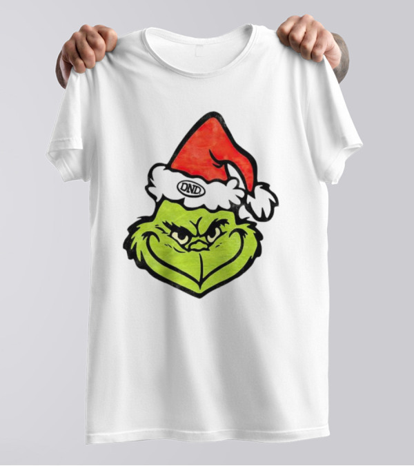 Grinch Christmas DND Santa Hat Image T-Shirt