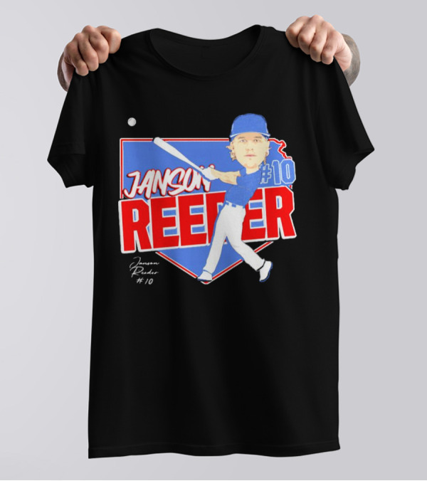 Janson Reeder #10 Baseball Cartoon Map Signature T-Shirt