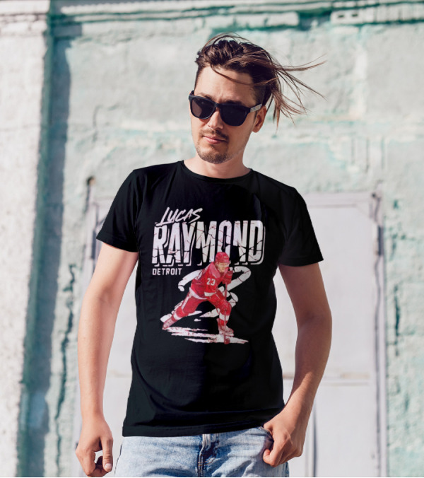 Lucas Raymond Detroit Hockey Player 23 Dynamic Action T-Shirt