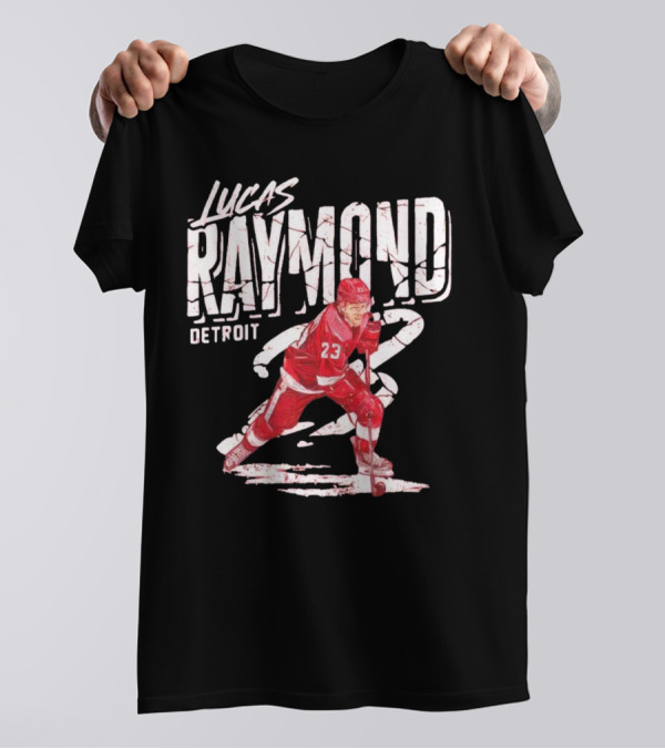 Lucas Raymond Detroit Hockey Player 23 Dynamic Action T-Shirt