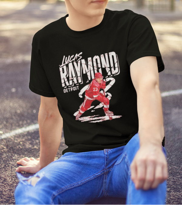 Lucas Raymond Detroit Hockey Player 23 Dynamic Action T-Shirt
