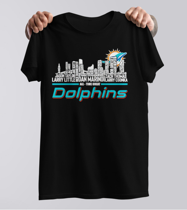 Miami Dolphins Dan Marino Larry Csonka Larry Little Legends All-Time Great City Names T-Shirt