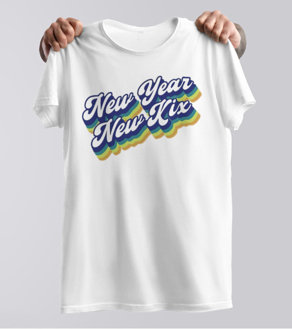 New Year New Kix Retro Colorful Script T-Shirt