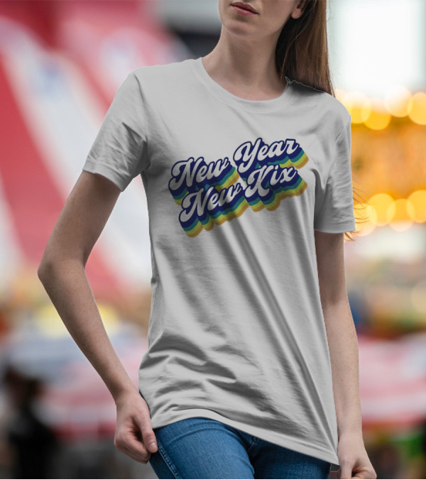 New Year New Kix Retro Colorful Script T-Shirt