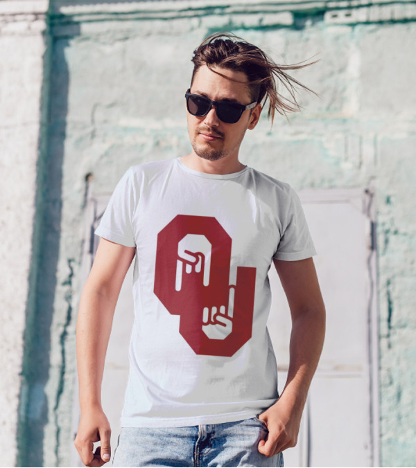Oklahoma Sooners Logo With Horns Down Hand Gesture T-Shirt