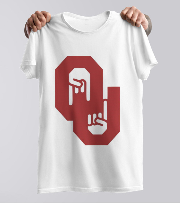 Oklahoma Sooners Logo With Horns Down Hand Gesture T-Shirt