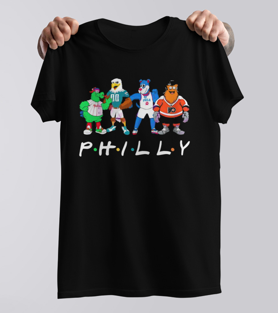 PHILLY Sports Mascots Phillies Eagles 76ers Flyers T-Shirt