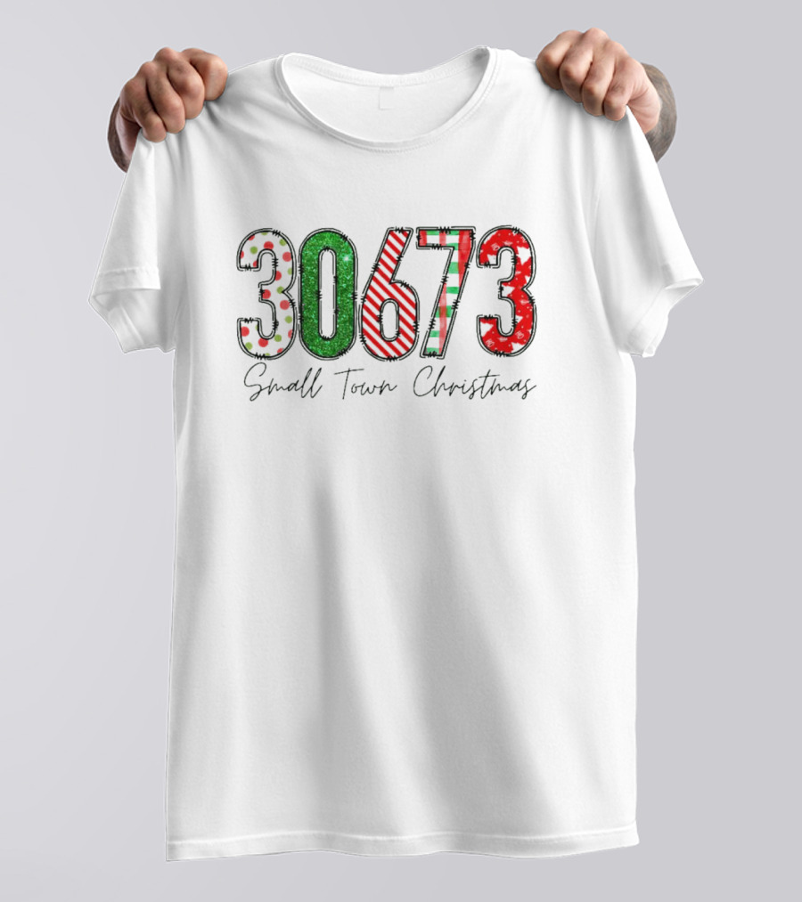30673 Small Town Christmas Festive Numbers T-Shirt