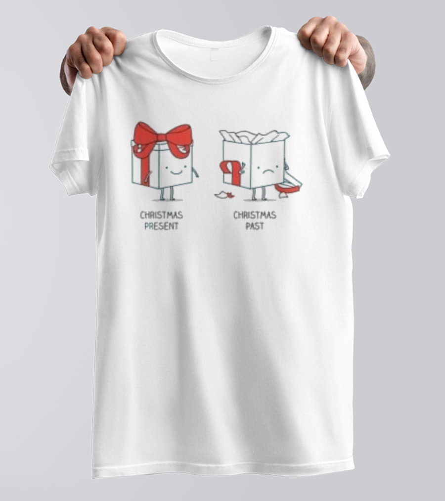 Christmas Present Christmas Past Box Characters With Bows And Expressions T-Shirt