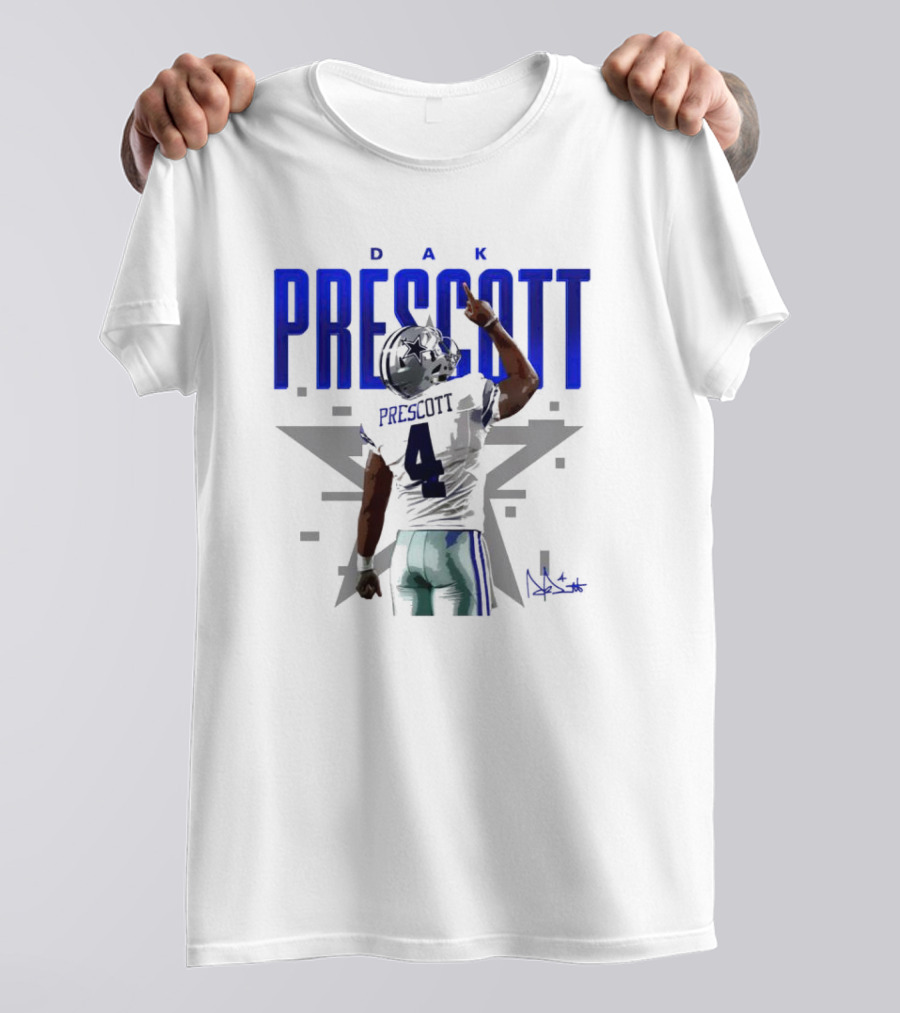 Dak Prescott Dallas Cowboys Number 4 Signature Star T-Shirt