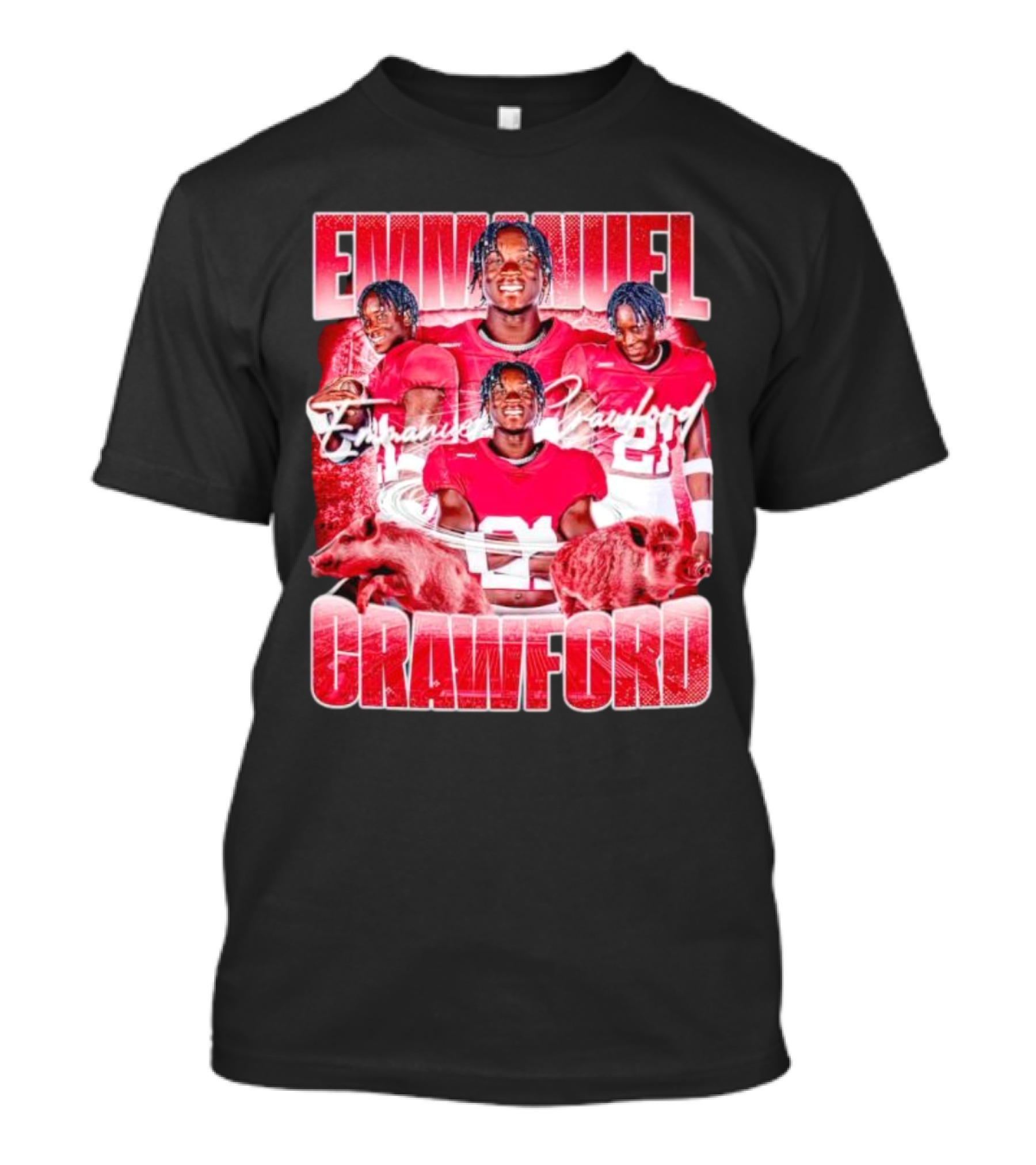 Emmanuel Crawford Arkansas Razorbacks Football Vintage Retro Collage T-Shirt