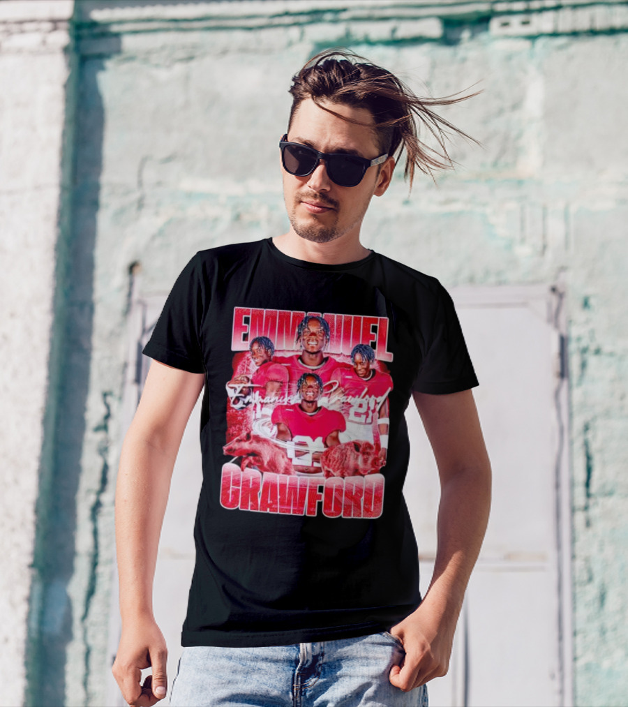 Emmanuel Crawford Arkansas Razorbacks Football Vintage Retro Collage T-Shirt