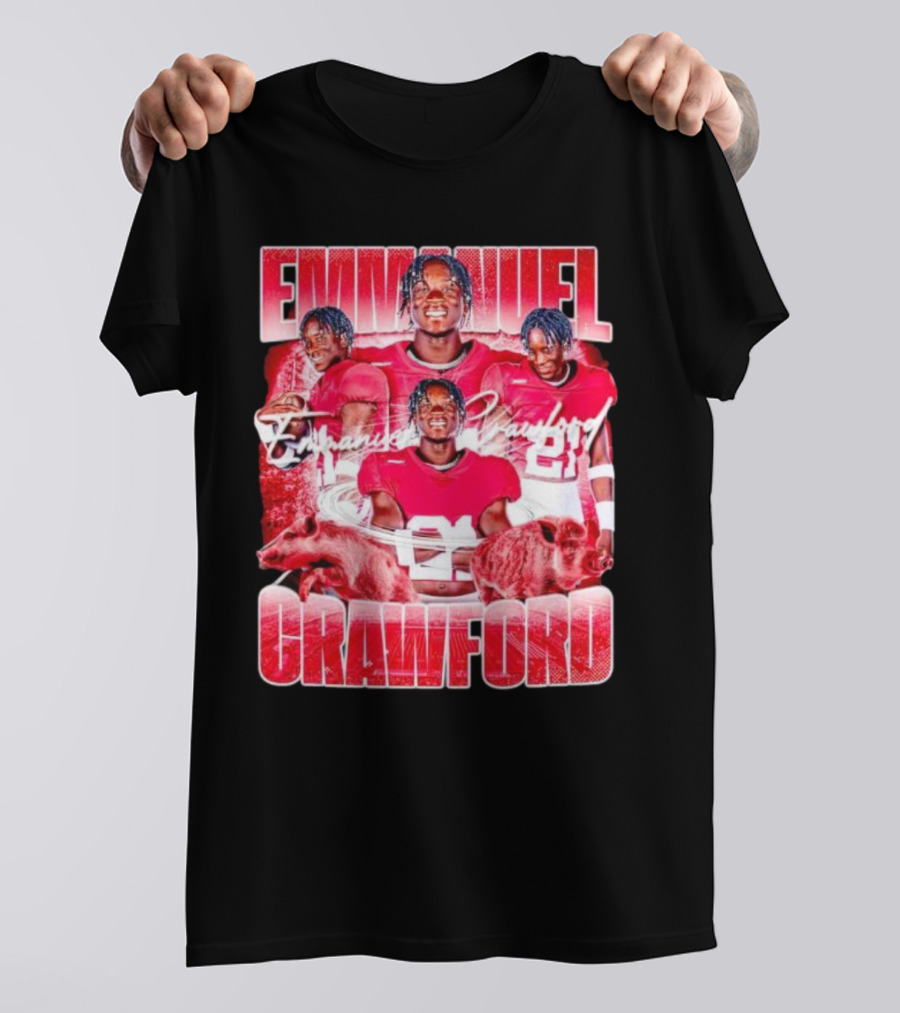 Emmanuel Crawford Arkansas Razorbacks Football Vintage Retro Collage T-Shirt