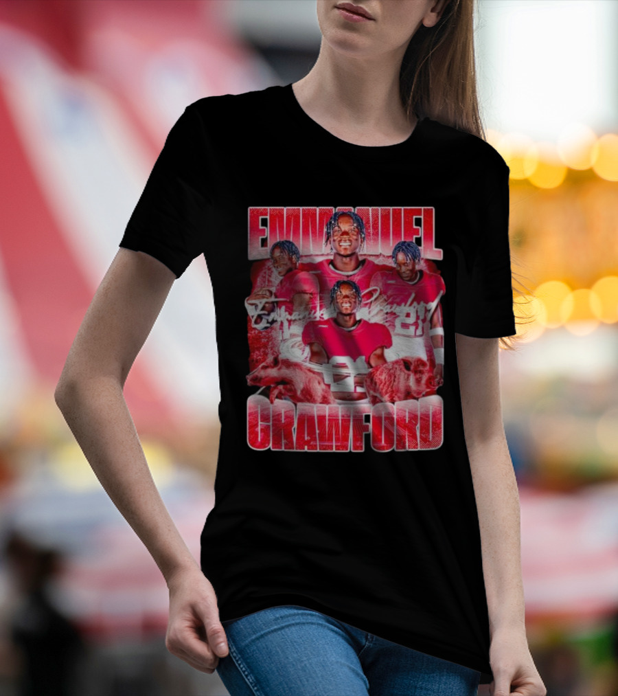 Emmanuel Crawford Arkansas Razorbacks Football Vintage Retro Collage T-Shirt