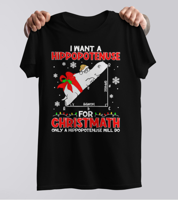 I Want A Hippopotenuse For Christmath Christmas Only A Hippopotenuse Will Do T-Shirt