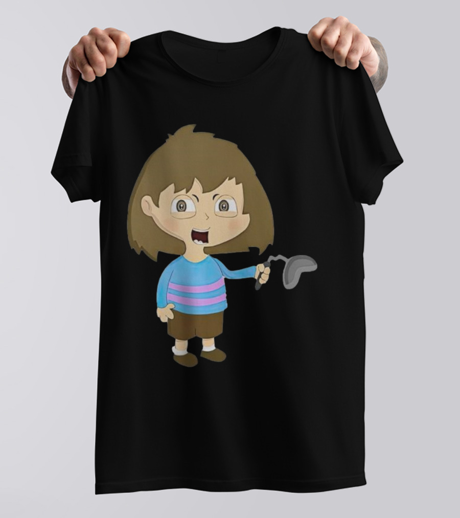 Lhugueny Sou Outfits Blue Striped Sweater Fun Cartoon Gaming Character T-Shirt